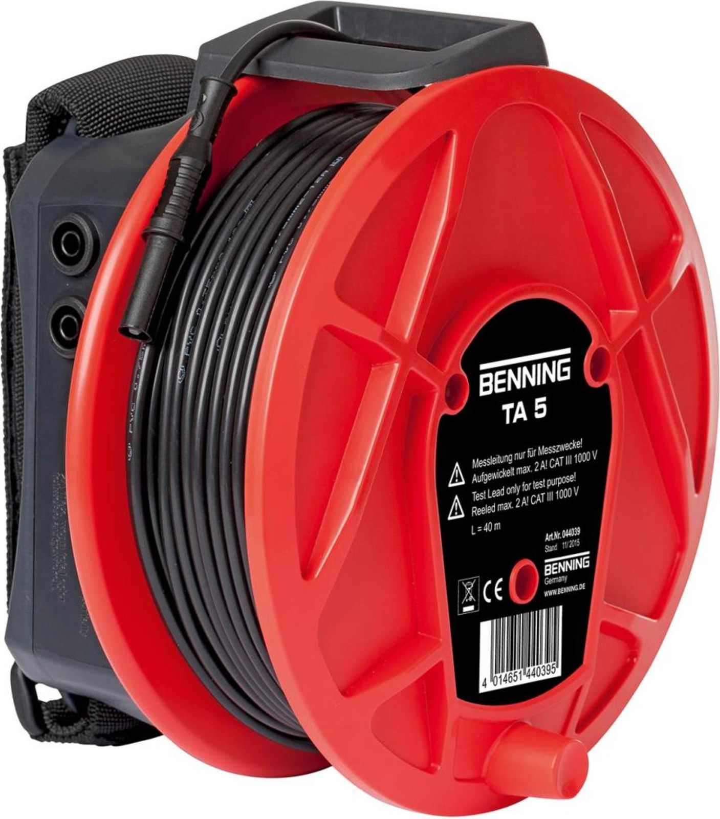 Benning meetkabel PV1-1 type TA5 met opwindmechanisme en handlus, 40 meter