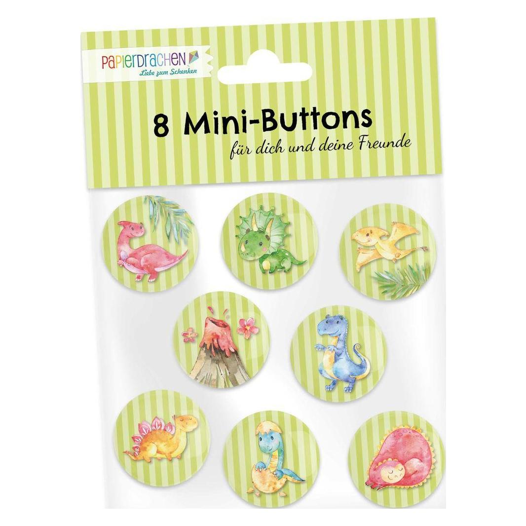 Papierdrachen 8 Mini Buttons - Dinos (004-003-004)