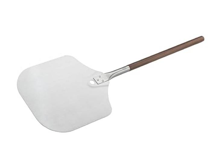 RÖSLE Pizzaschieber, Hochwertige Pizzaschneider zum Einschieben und Entnehmen von Pizza, Edelstahl 18/10, Wallnussgriff, 305x32x908, Braun/Silberfarben