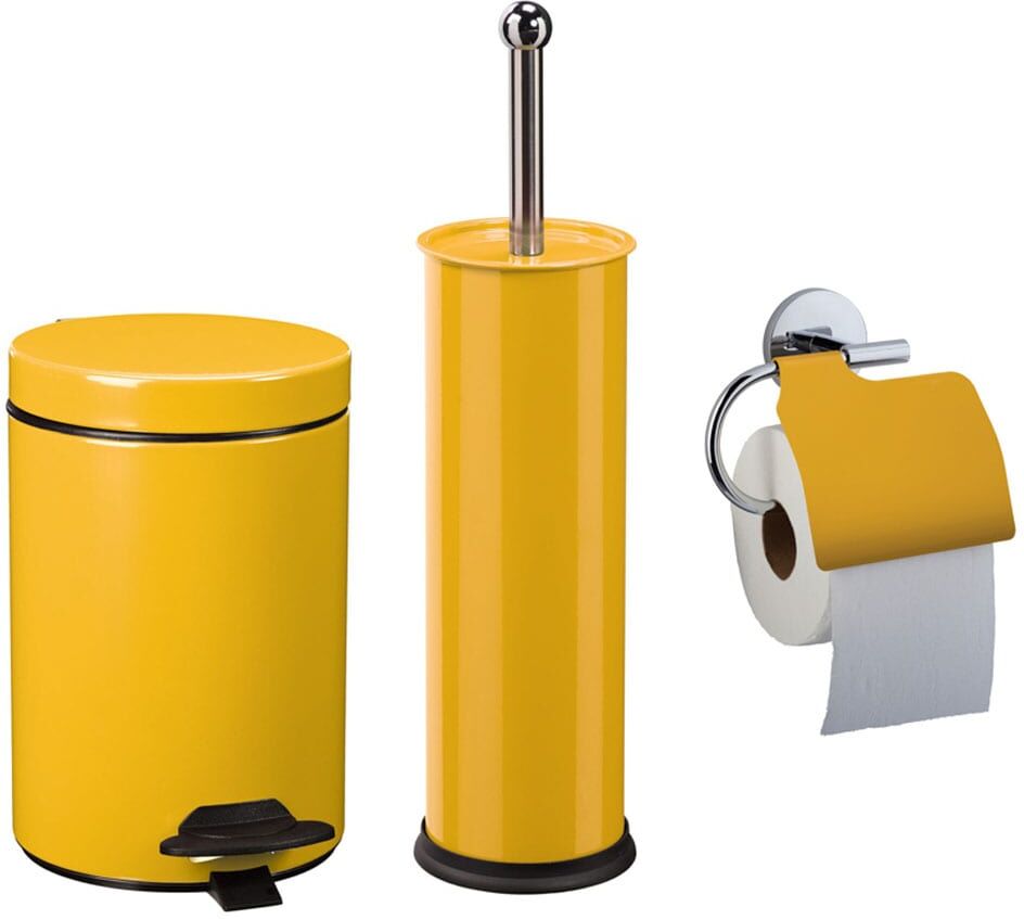 Rossignol Ensemble toilettes avec poubelle 3l et accessoires Jaune 17x25x17cm