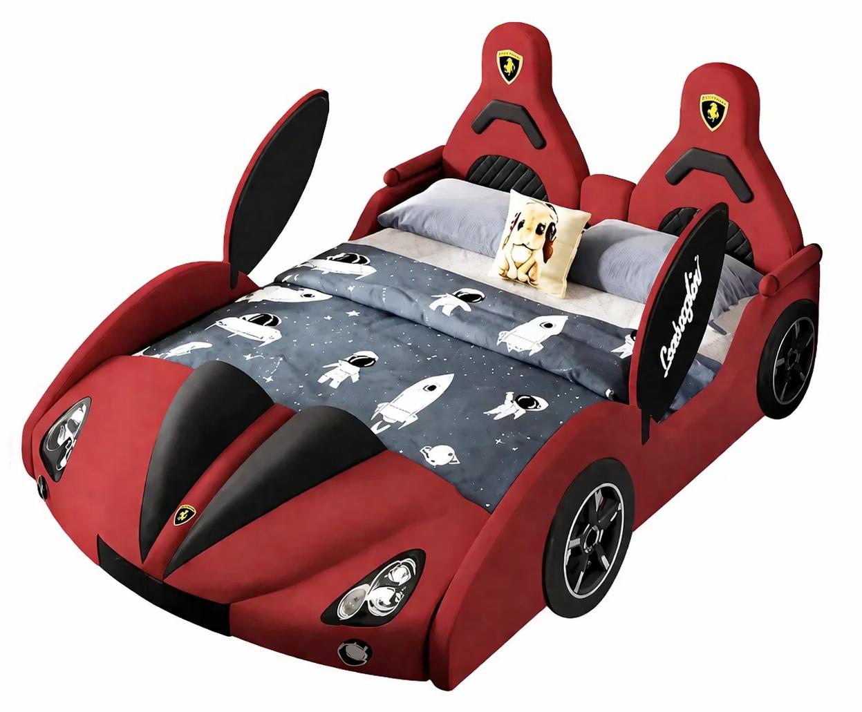 Rotes Kinderbett Auto LED Bluetooth Kinderbetten Bett für Jungen