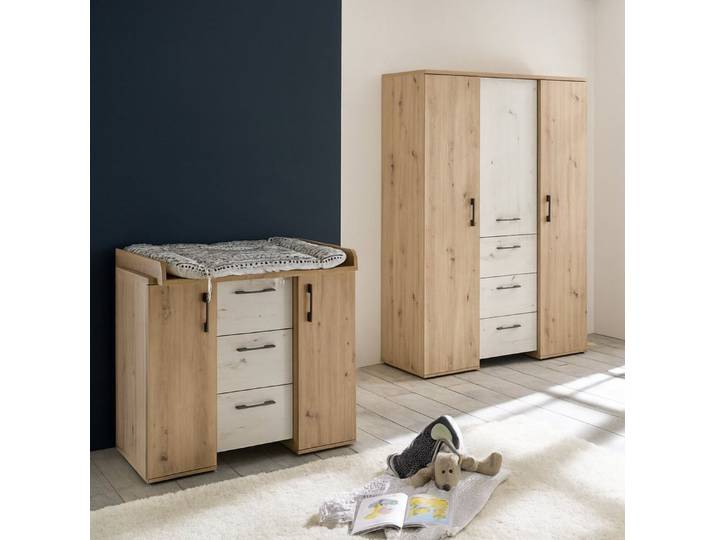 Mäusbacher Babymöbel-Set (2-teilig) in asteiche / artisan weiß - 127x186x54 (BxHxT), (2-teilig)