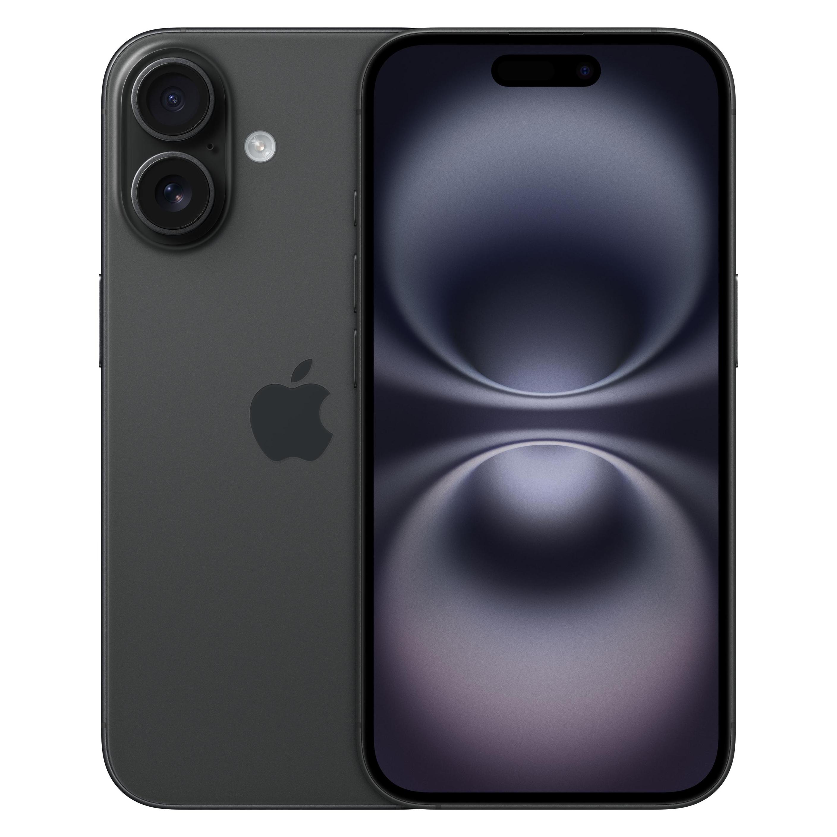 Apple iPhone 16 (128 GB, Black, 6.10", SIM + eSIM, 5G) (MYE73QL/A)