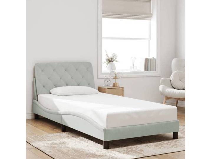 CHIC Lit adulte 1 place - 100x200 cm Structure/Cadre de lit gris clair 100x200 cm velours #Sara55042