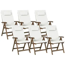 STUHL 6er-Set und Sitzkissen Akazienholz Cremeweiß Amatea Premium