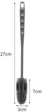 Perfect Picks Market Silicone Bottle Brush With Long Handle For Deep Cleaning Water Bottles & Cups grey