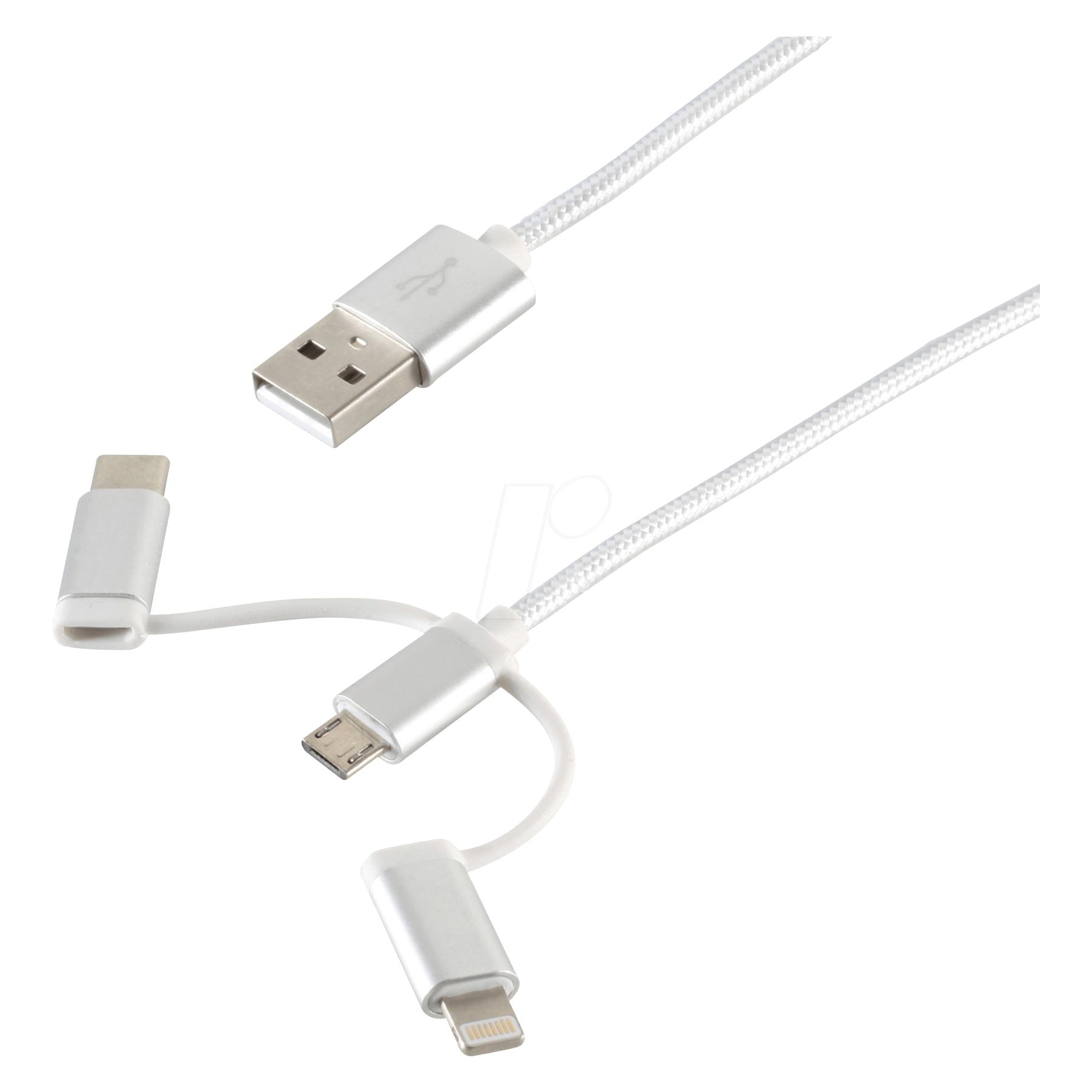 Shiverpeaks BS14-50067 USB Kabel 1 m USB A USB C/Micro-USB B/Lightning Weiss (1 m) (BS14-50067)