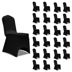 vidaXL Stretch-Stuhlhussen Schwarz 24 Stk.