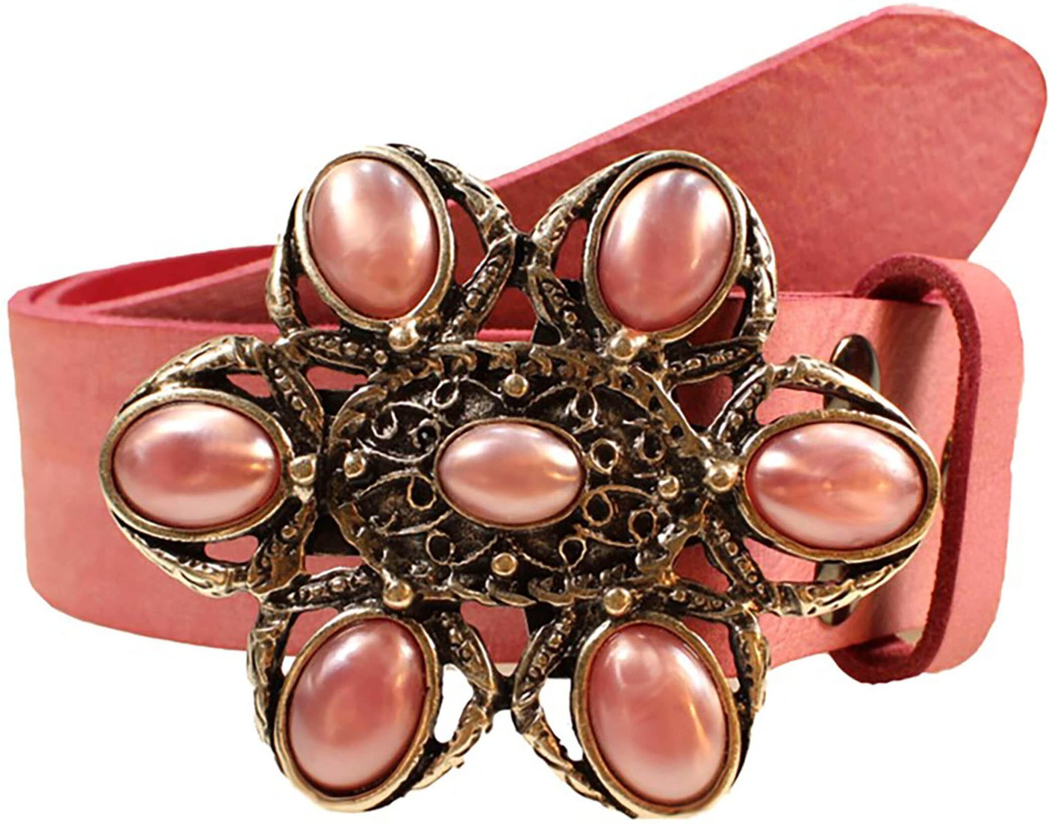 Ledergürtel RETTUNGSRING GÜRTEL, Damen, Gr. 90, rosa, Leder, unifarben, Gürtel Ledergürtel, mit austauschbarer Schliesse »Nostalgie Perle Rosa« rosa 90