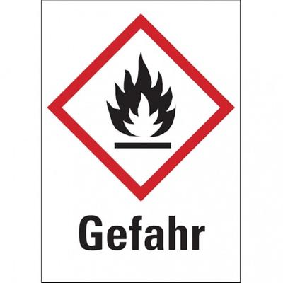 König Werbeanlagen Dreifke® Gefahrstoffetiketten - Flamme (GHS02) Signalwort " - 20x29 mm Folie selbstklebend