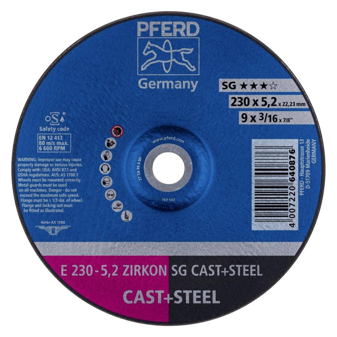 Pferd Schruppscheibe E 230-5 ZA 30 S SG/22.23 VPE: 10 (E 230-5,2 ZIRKON SG CAST+STEEL)