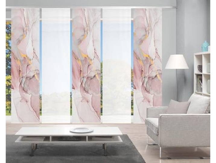 Vision S 5er-Set Schiebevorhänge MARMOSA, halbtransparent, Höhe 260 cm, Rose