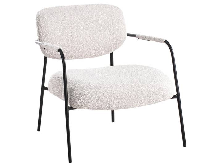 Beliani Sessel Hellbeige Ausvika, Beige, Schwarz, 70x7x71 cm, Wohnzimmer, Sessel, Polstersessel