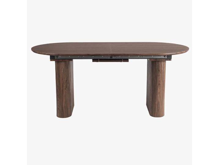 Table à manger ovale extensible couleur bois foncé 180-220 cm