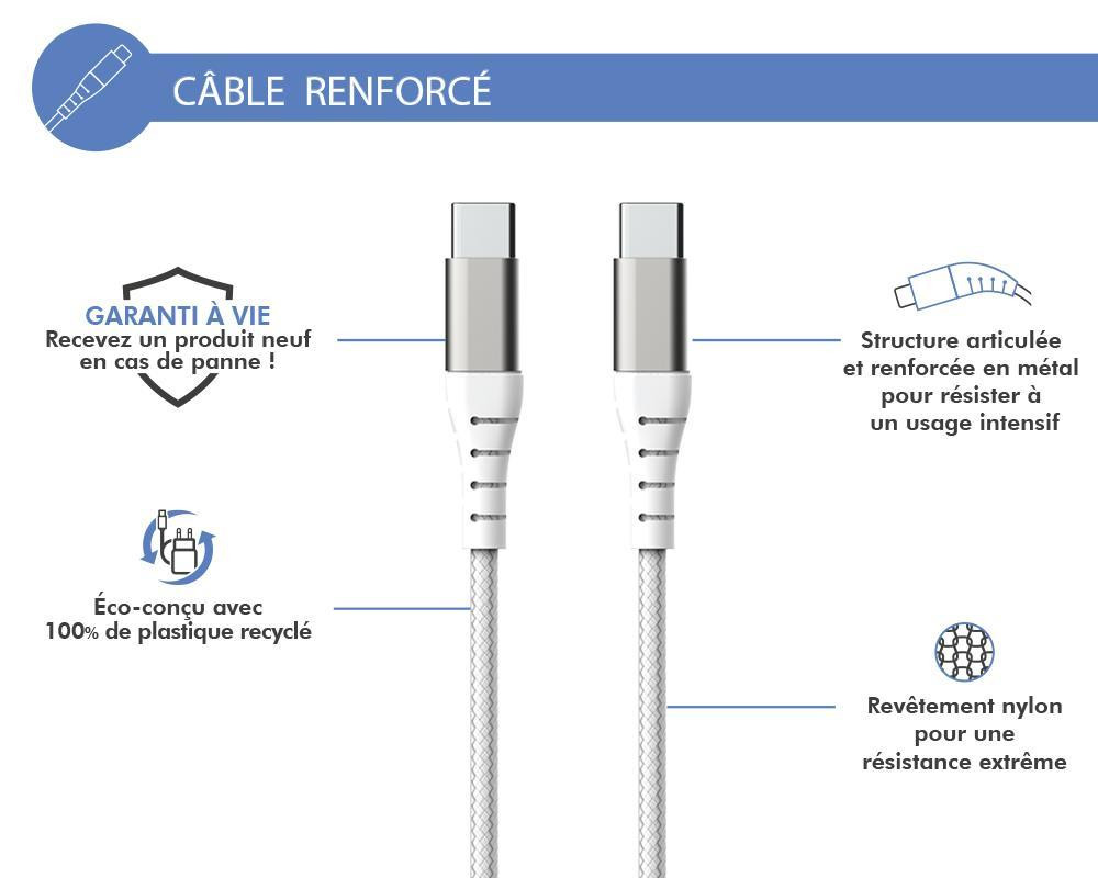 Big Ben USB-C naar USB-C kabel, 1,2 meter, Wit