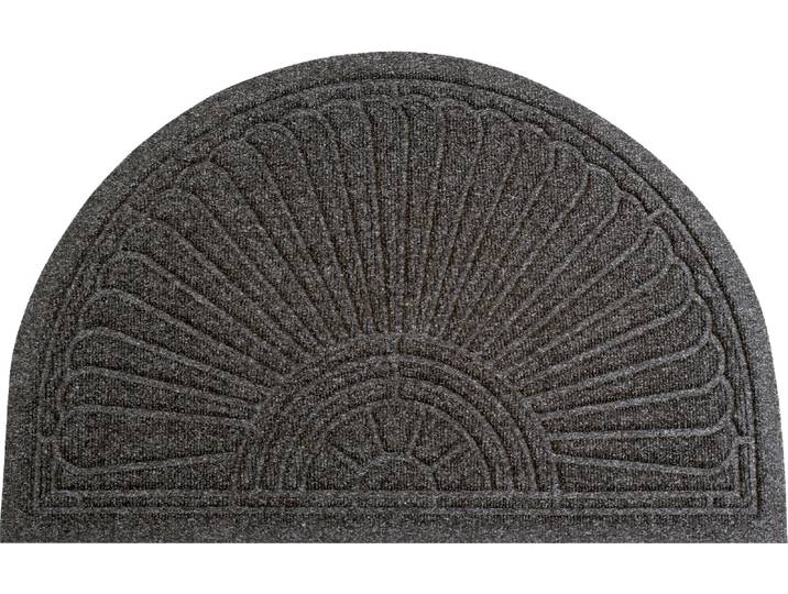 Fussmatte DUNE Halfmoon dark grey , grau (dunkelgrau), B:55cm H:8mm L:85cm, Polyester, Polypropylen, WASH+DRY BY KLEEN-TEX, Teppiche, Fussmatte, Schmutzfangmatte, rutschhemmend, In- und Outdoor geeignet, waschbar