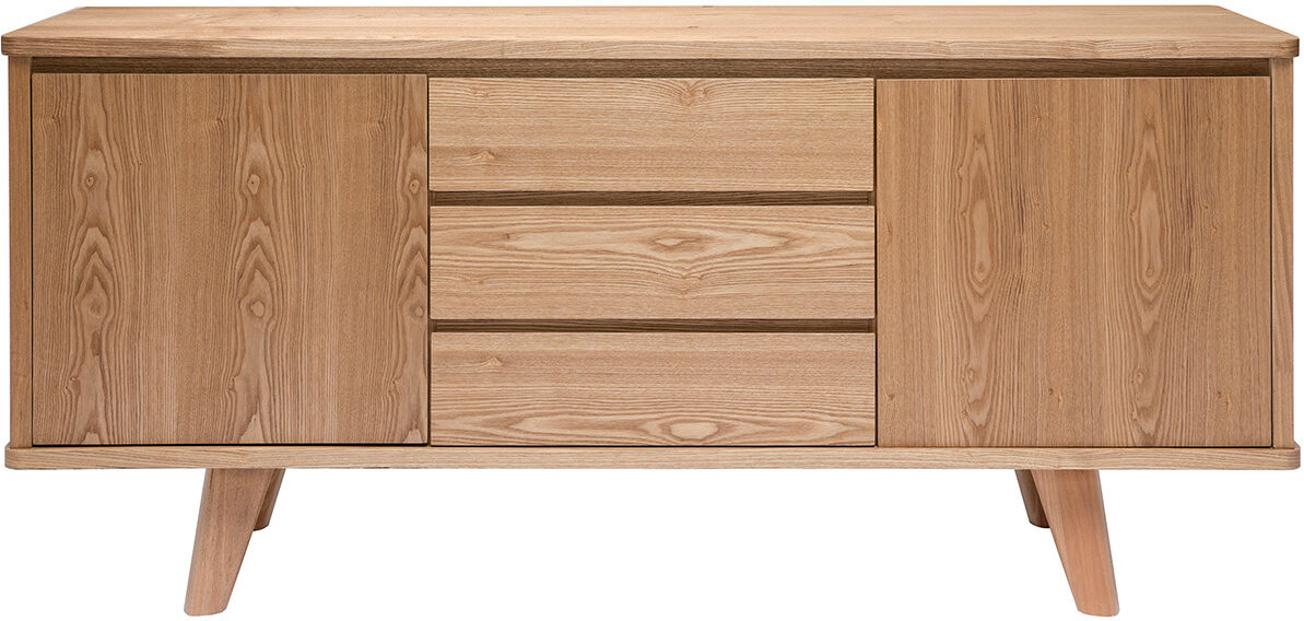 Miliboo Skandinavisches Sideboard aus Esche mit Türen und Schubladen 160 cm FIFTIES