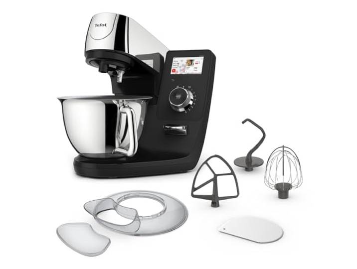 Tefal I-Coach Touch Küchenmaschine, 1200 W, 21 Auto-Programme, inkl. Back-Zubehör und App, intuitives Coaching, personalisiertes Erlebnis, Touchscreen, Schwarz/Silber, QB950D37