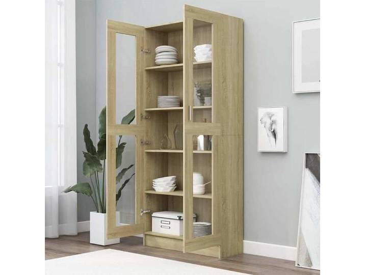(SOLDES DEC)Armoire vitrine Chêne sonoma 82 5x30 5x185 cm Bois ingénierie 01_5726740