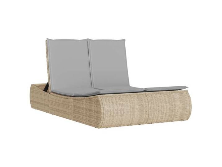 (SOLDE d'été) Chaise longue Bain de soleil VIDAXL double avec coussins beige résine tressée SOL982417