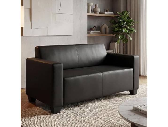 Modular 2er Sofa Couch Lyon-AM Loungesofa Kunstleder 136cm - schwarz
