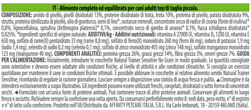 Natural Trainer Sensitive No Grain Mini Trota 800G