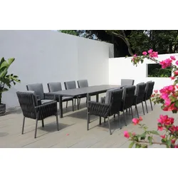 OUTFLEXX Garten-Essgruppe, anthrazit, Alu, Ausziehtisch 180/270x100 cm, 10 Sessel