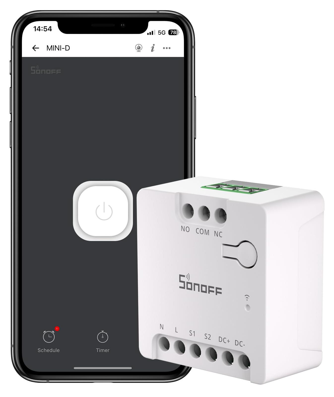 Selius Smart Switch 2.4G WiFi 8W Droog Contact voor garagedeuren en toegangssystemen