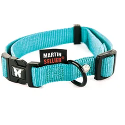Martin Halsband Verstelbaar Nylon Turquoise (M, Hund, Spazieren), Halsband + Leine