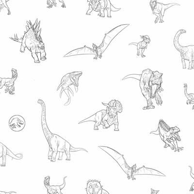Black Jurassic World Dinosaurs Peel and Stick Wallpaper by RoomMates