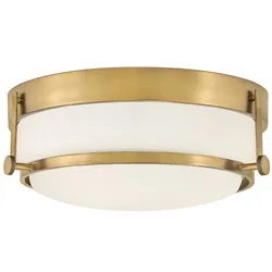 Elstead Lighting Harper 3-flammige flache Deckenleuchte E27 Antikmessing & Opalglas 400 mm