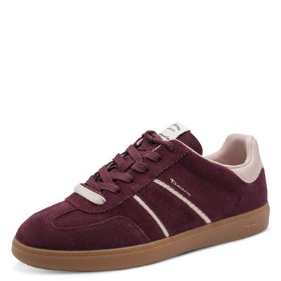 Plateausneaker TAMARIS, Damen, Gr. 36, Textil, rot (burgund), Leder, Lederimitat, Textil, kontrastfarbene Details, Schuhe Plateausneaker, Halbschuh, Freizeitschuh, Plateausneaker mit Kontrastbesatz