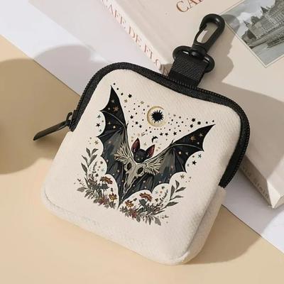 Uplift Essentials Cat Print Mini Coin Purse Waterproof Artificial Leather Earphone & Card Bag bat