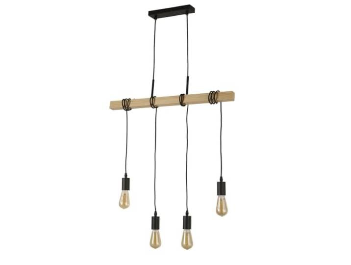 Searchlight Woody 4-flammige Pendelleuchte, Schwarz und Eschenholz
