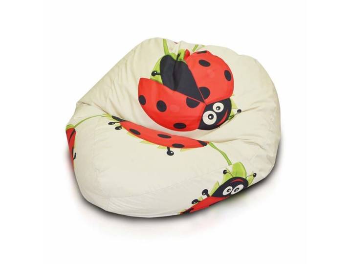 Pouf Gigoteuse pour enfants coussin rembourré en microfibre siège ergonomique double fermeture anti-perte Coccinelles Dg 19