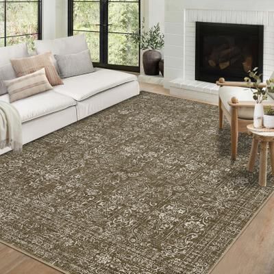 Garvee Vintage Floral Diamond Distressed Area Rug