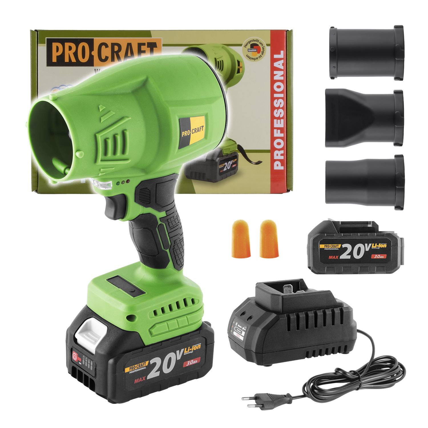 Procraft PB18 accu-bladblazer 20 V met 3,0 Ah accu en oplader