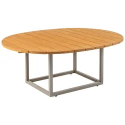 Gartencouchtisch Olive - Aluminium & Bambus, 110x80 cm, Khaki/Natur