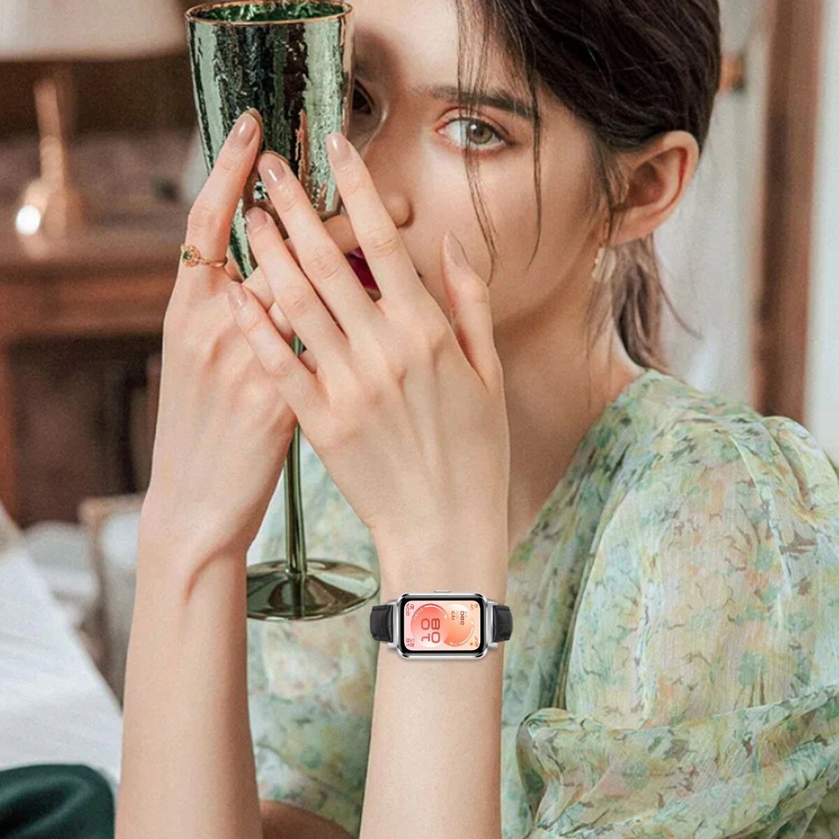 INF Krokodilleder-Armband kompatibel mit Huawei Band 11/11 Pro – Premium krokodilgeprägt, Sicherer Verschluss, Bequemer Sitz Schwarz