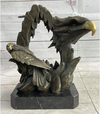 Bronzhaus Majestic Bald Eagle Head Sculpture Bronze Statue Figurine Wildlife Bird Lover Art Decor