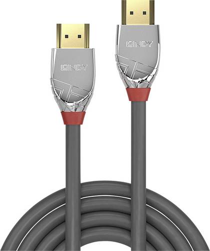 LINDY HDMI Anschlusskabel HDMI-A Stecker, HDMI-A Stecker 1.00 m Grau 37871 4K UHD HDMI-Kabel