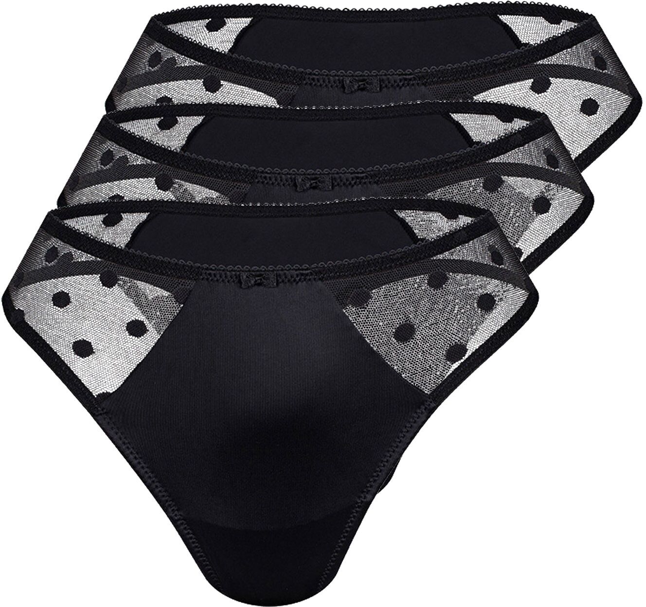 String SASSA "3er Pack String DOTTED MESH", Damen, Gr. 36, 3 Stk., Mesh, schwarz, Mesh, , figurbetont, Unterhosen String
