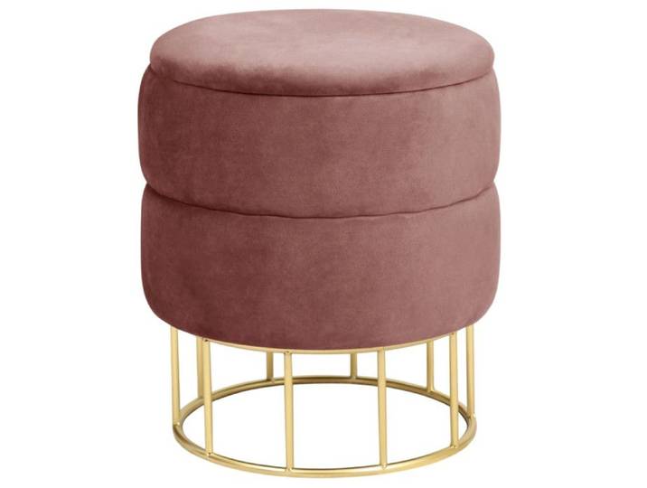 Pouf de Rangement avec Couvercle matelassé AKORD ELZA velour colour Rose hauteur 42 cm