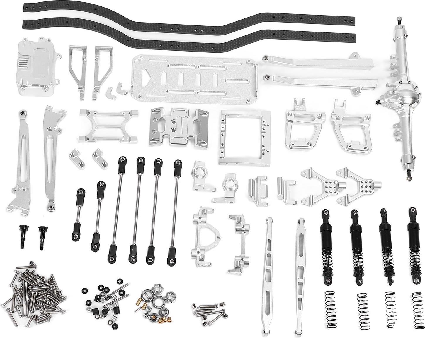 RC -Chassis -Rahmen -Set Aluminiumlegierung Metall mit integrierten Achsenschockdämpfer für SCX10 2 -Radantrieb Crawler Cars Silber
