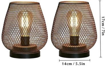 Inspired Finds Vintage Metal Cage LED Table Lamp Set Cordless Battery Powered Lantern Decor gold Metal Cage Lamp