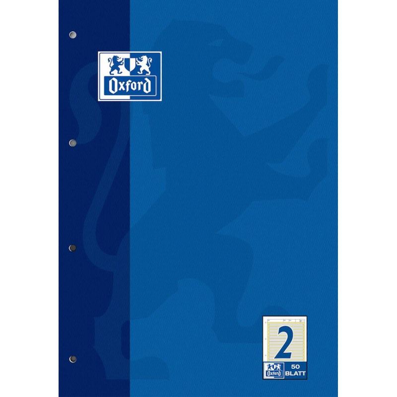 OXFORD Arbeitsblock CLASSI DIN A4 liniert Lineatur 2, 50 Blatt