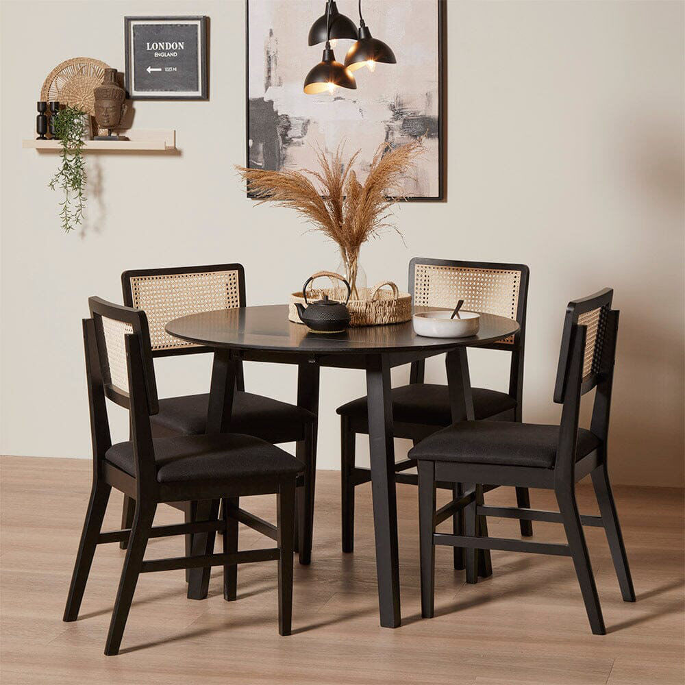 Bay Isle Home Tenaya 4 -Person Dining Set Black 4