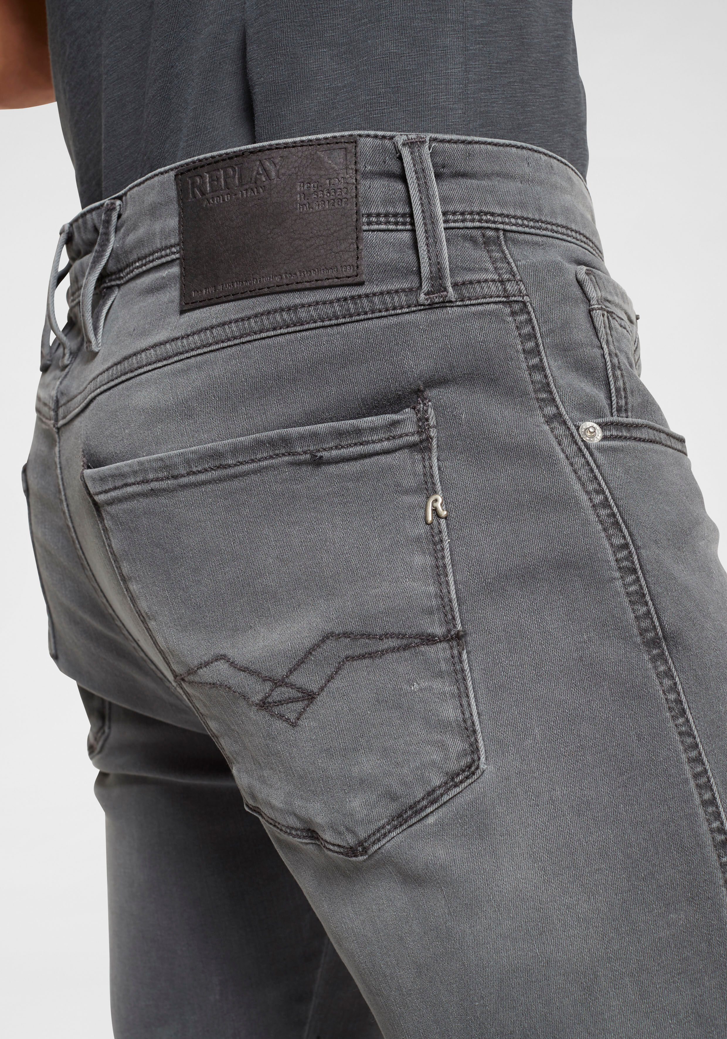 Slim-fit-Jeans REPLAY "Anbass Superstretch", Herren, Gr. 29, Länge 30, grau, Denim/Jeans, Obermaterial: 98% Baumwolle, 2% Elasthan, slim fit lang, Jeans Slim-fit-Jeans, elastisch grau 29, Länge 30