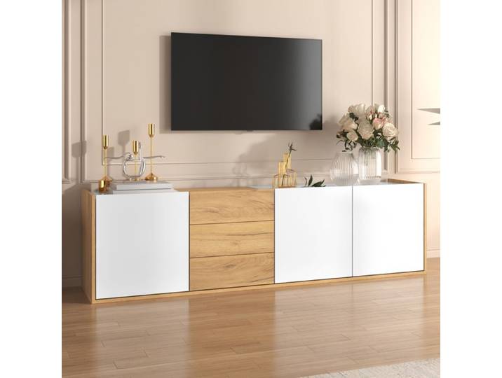 Feuille épaissie Armoire de télévision panneau bas en couleurs blanche et bois meubles de télévision qui peuvent être accrochés