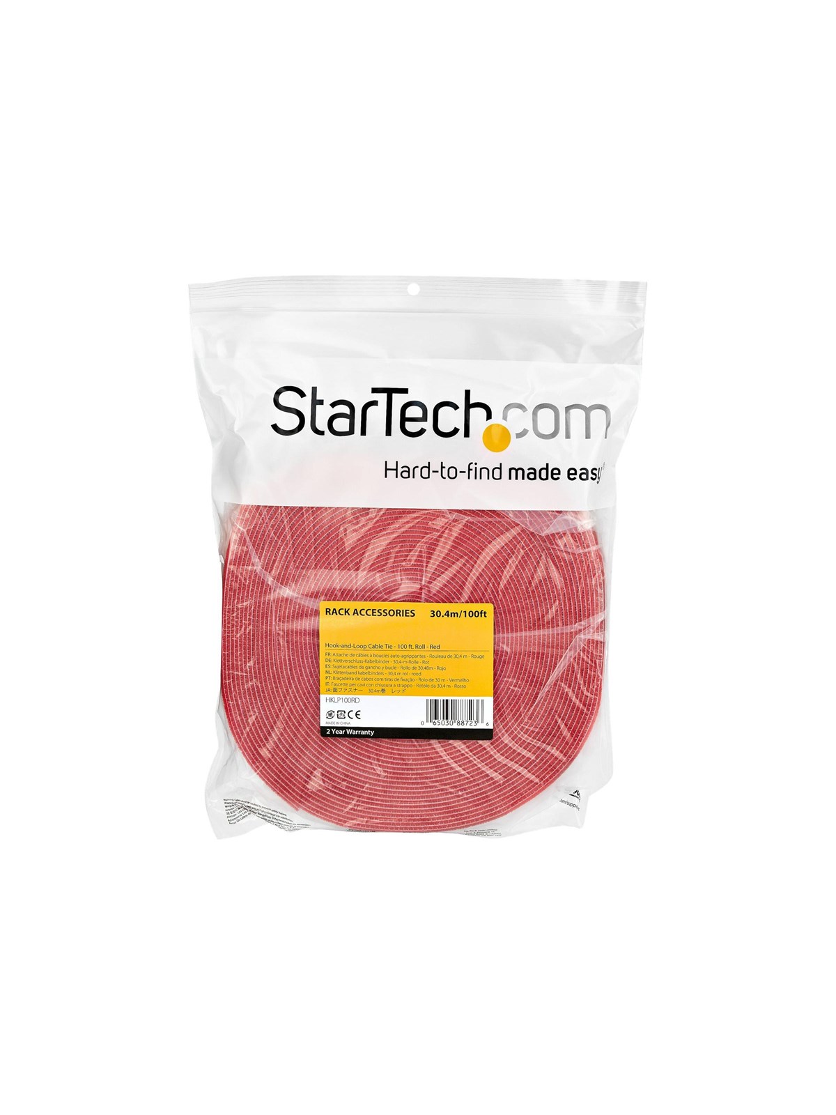 StarTech.com Startech 100ft Hook and Loop Roll Cut-to-Size Reusable Cable Ties Bulk